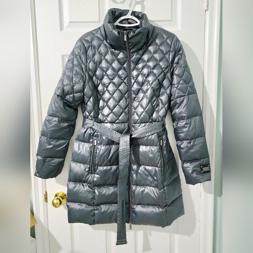 Belle Badgley Mischka Women's Piper Belted Down Coat Size L